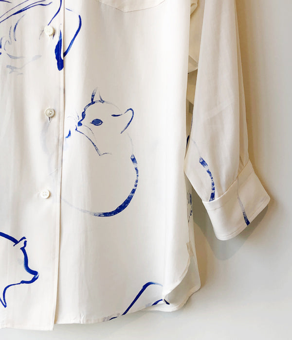 WRYHT/ONE-PIECE COLLAR BLOUSE(DRAWING/RAW WHITE)