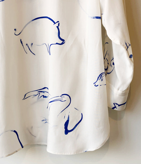 WRYHT/ONE-PIECE COLLAR BLOUSE(DRAWING/RAW WHITE)