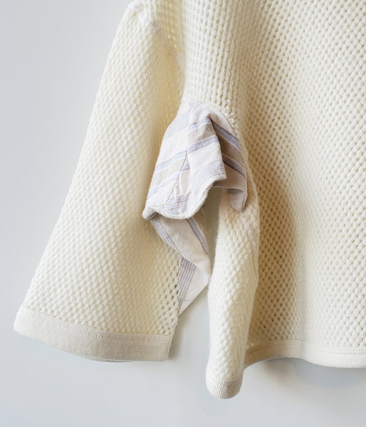 FUMIKA_UCHIDA/Striped Flannel Wool Mesh SHORT-SLEEVE THERMAL(KINARI)