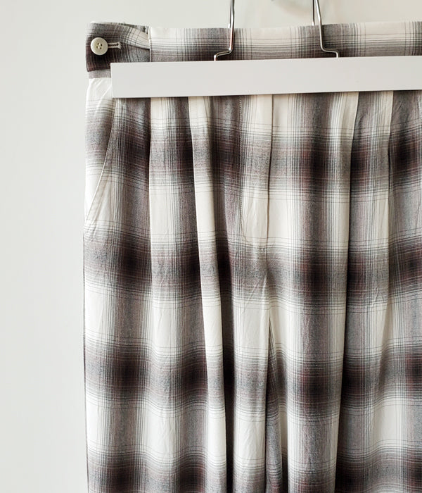 PHEENY/RAYON OMBRE CHECK 2TUCK SLACKS(CHARCOAL)