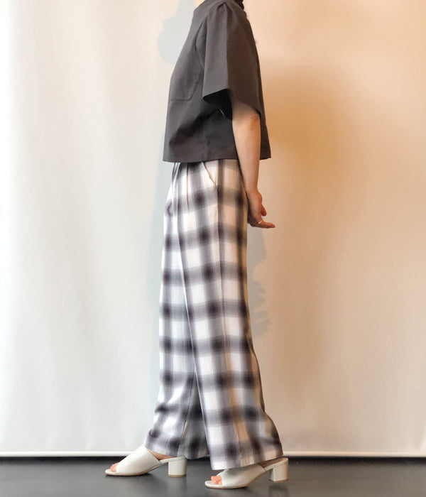 【正規品低価】Pheeny/Rayon ombre check 2tuck slacks パンツ