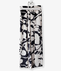 PHEENY/RAYON LEAF PRINT GATHERED PANTS(NAVY)