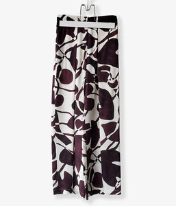 PHEENY/RAYON LEAF PRINT GATHERED PANTS(BURGUNDY)