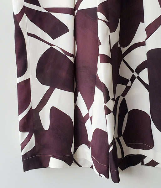 PHEENY/RAYON LEAF PRINT GATHERED PANTS(BURGUNDY)