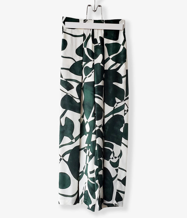 PHEENY/RAYON LEAF PRINT GATHERED PANTS(GREEN)