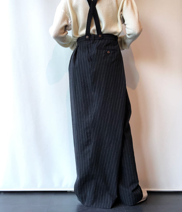 FUMIKA_UCHIDA/STRIPES HARNESS TURN OVER SLACKS(IVORY)