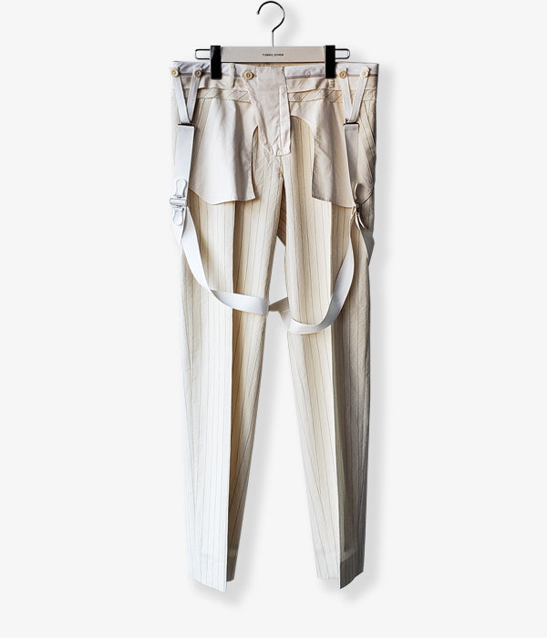 FUMIKA_UCHIDA/STRIPES HARNESS TURN OVER SLACKS(IVORY)