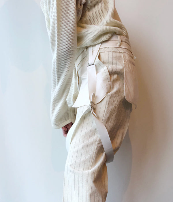 FUMIKA_UCHIDA/STRIPES HARNESS TURN OVER SLACKS(IVORY)