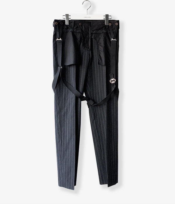 FUMIKA_UCHIDA/STRIPES HARNESS TURN OVER SLACKS(CHARCOALBLACK)