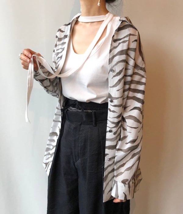 フミカ ウチダ DOUBLE NECK NO-SLEEVE TANK TOP FUMIKA_UCHIDA/DOUBLE NECK NO-SLEEVE TANKTOP(WHITE)