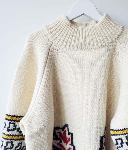 TAN/PAINTING JAQUARD PULLOVER(RAW WHITE)