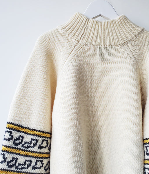 TAN/PAINTING JAQUARD PULLOVER(RAW WHITE)