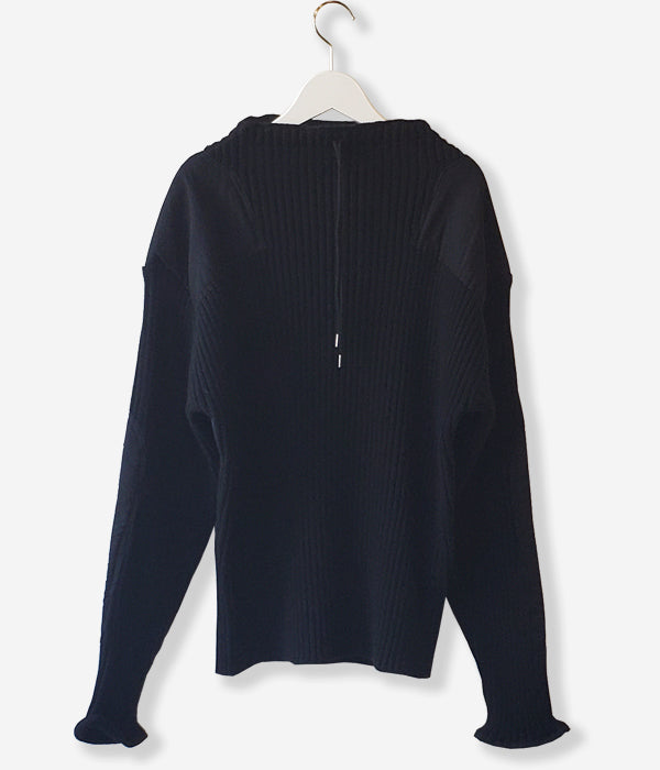 FUMIKA_UCHIDA/RIB KNIT PATCHED SWEATER(BLACK)