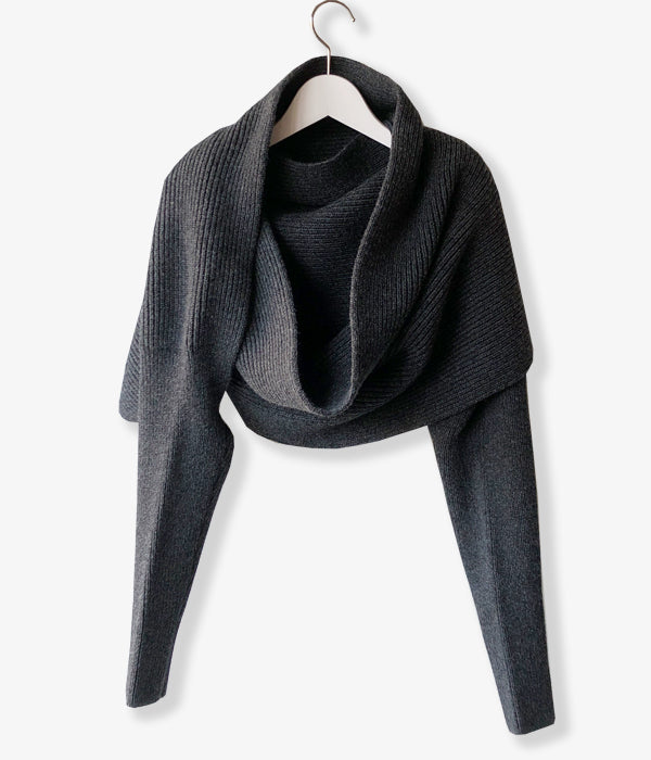 フミカ_ウチダ RIB STITCH HOODED SLEEVE STOLE - www.stedile.com.br