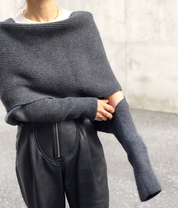 CHAフミカ_ウチダ RIB STITCH HOODED SLEEVE STOLE - ニット/セーター