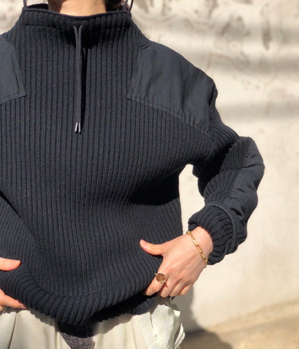 FUMIKA_UCHIDA/RIB KNIT PATCHED SWEATER(BLACK)