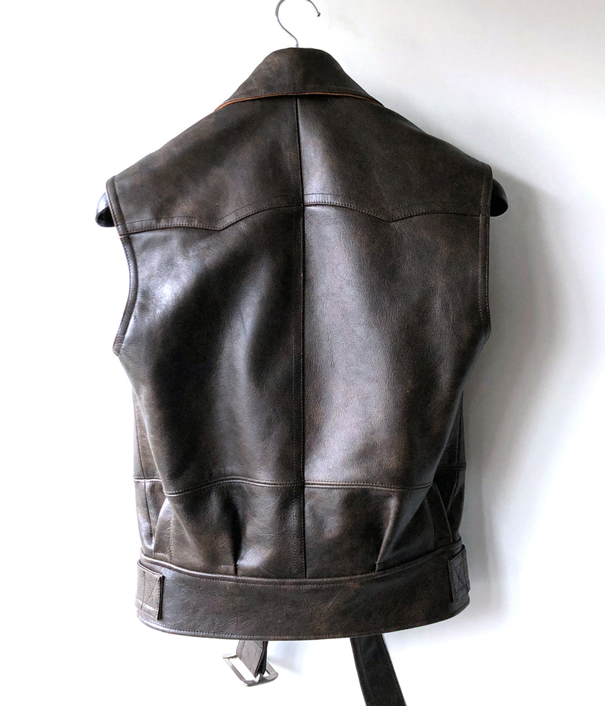 FUMIKA_UCHIDA/LEATHER SLEEVELESS DOUBLE RIDERS JACKET(BLACK)