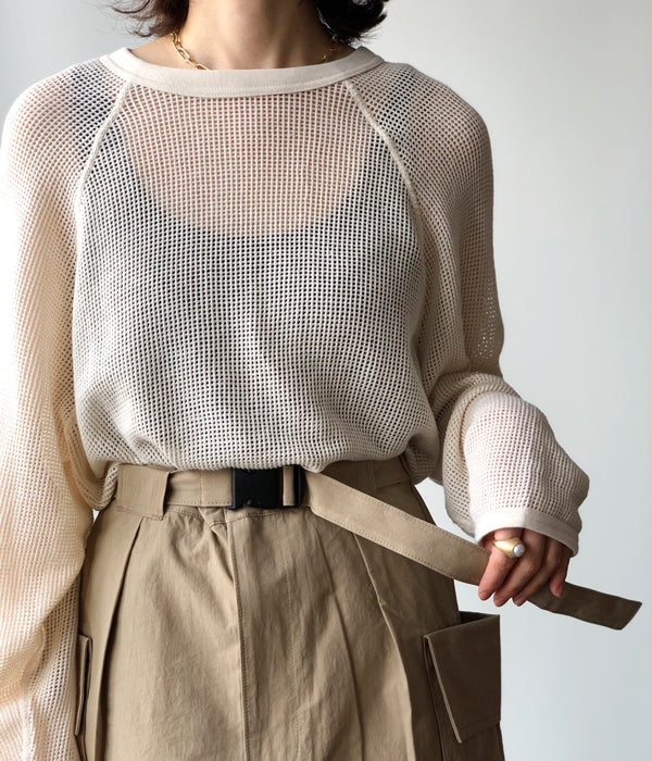 PHEENY/BASKET MESH RAGLAN SLEEVE(IVORY)