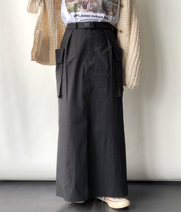 PHEENY/COTTON NYLON DUMP MILITARY SKIRT(BLACK)