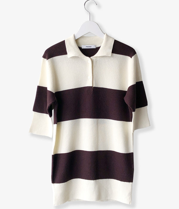 PHEENY/COTTON WHOLEGARMENT POLO S/S(IVO×BR)