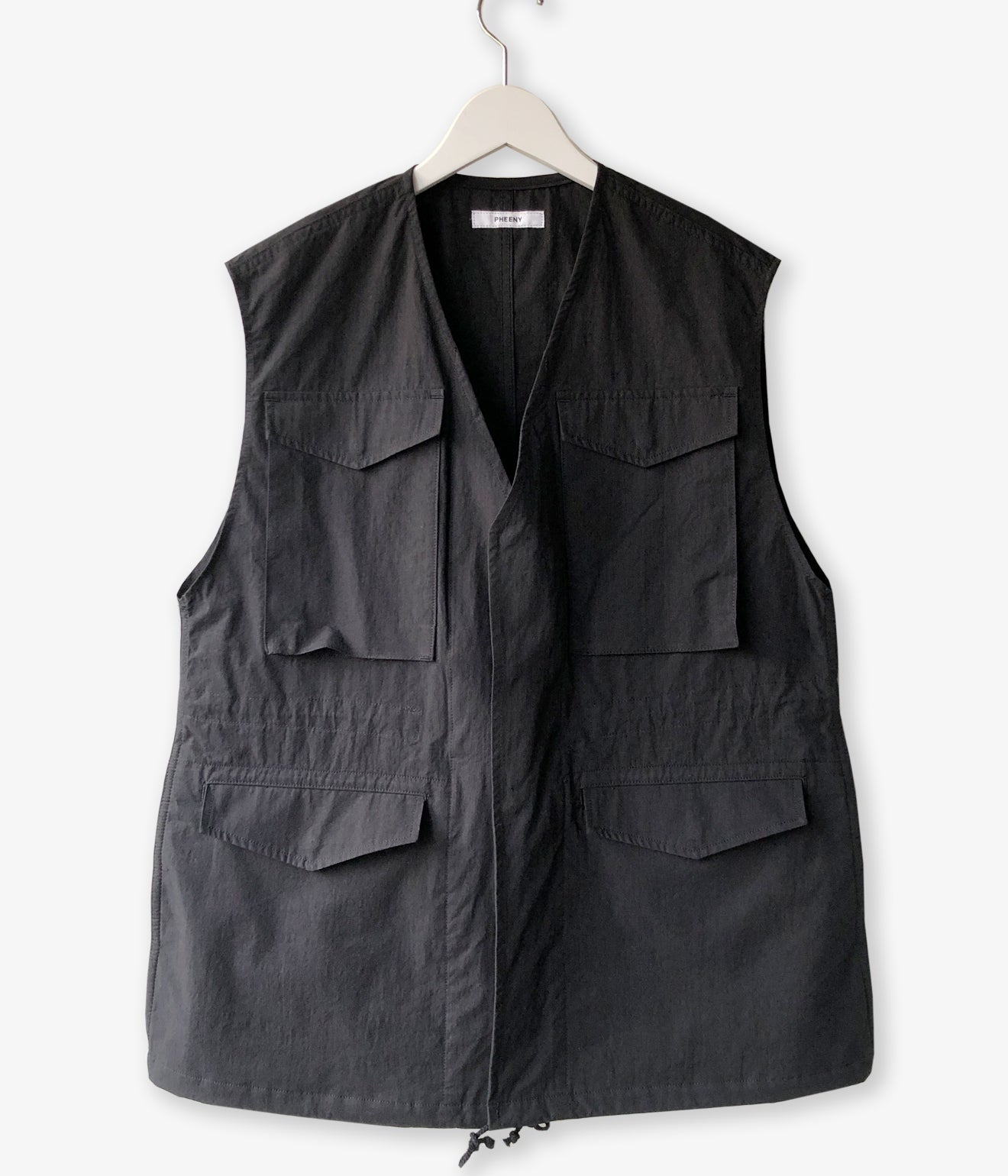 PHEENY/COTTON NYLON DUMP FIELD JACKET VEST(BLACK)