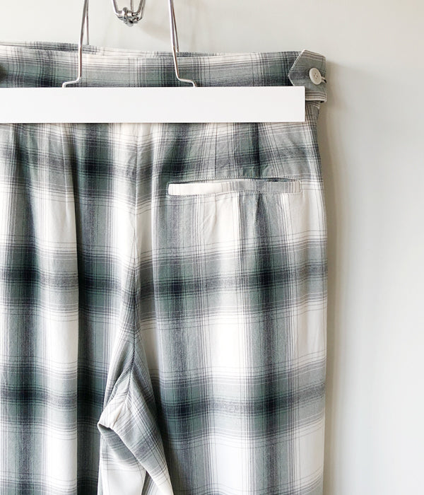 PHEENY/RAYON OMBRE CHECK 2TUCK SLACKS(GREEN)