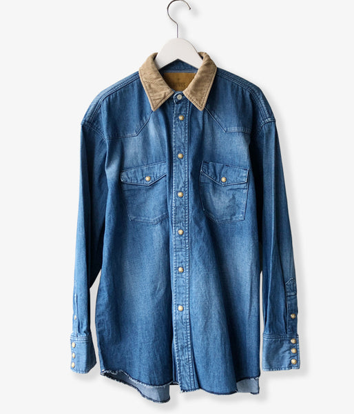 nowos/DENIM OVERSIZED SHIRT(INDIGO)