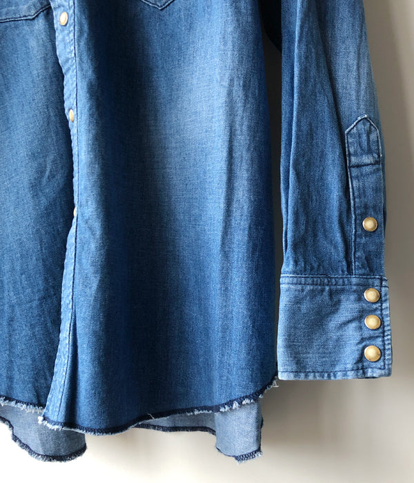 nowos/DENIM OVERSIZED SHIRT(INDIGO)