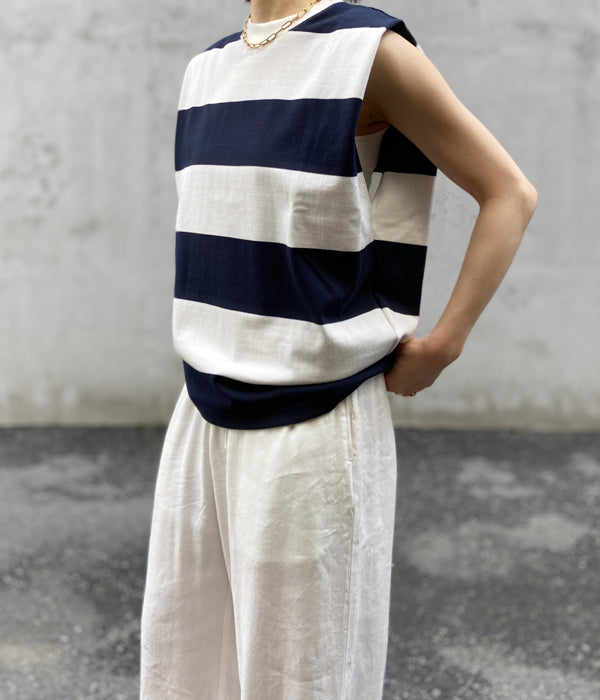 トップス PHEENY Heavy weight border tucked sleeve PHEENY/HEAVY WEIGHT BORDER N/S(WH×NV)