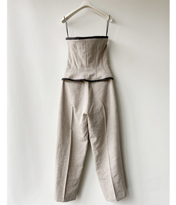 FUMIKA_UCHIDA/WOOL/LINEN SUITING JUMPSUIT(TOP GREY)