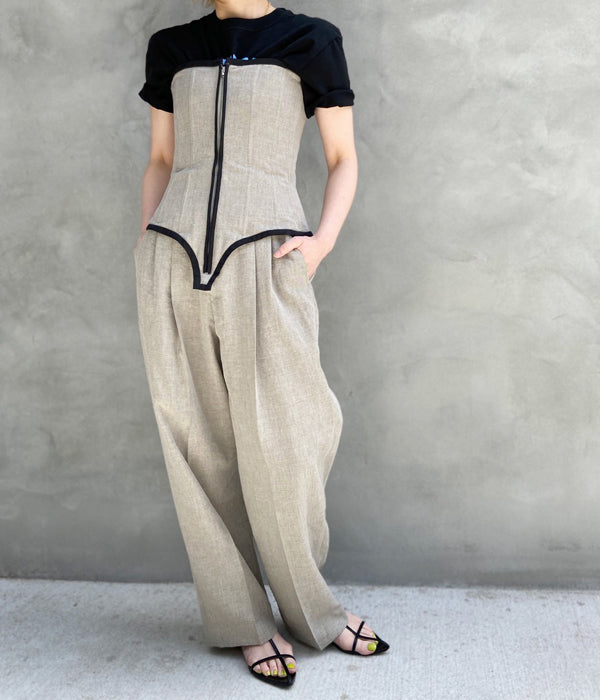 新品未使用FUMIKA_UCHIDA JUMPSUITジャンプスーツ FUMIKA_UCHIDA/WOOL/LINEN SUITING JUMPSUIT(TOP GREY)