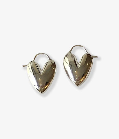 R.ALAGAN/TINY PUFFY HEART HOOPS(SILVER)
